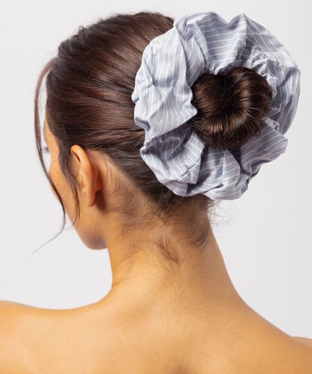 elástico de cabelo scrunchie listrado mindset azul UNICO