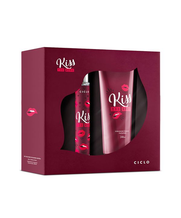 kit kiss you more deo colônia 30ml hidratante corporal único Único