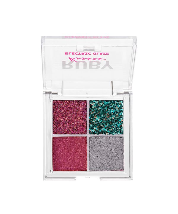 paleta ruby kisses de sombras glitter electric glaze fuchsia colorida UNICO