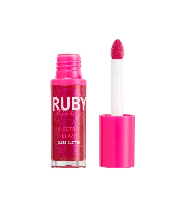 gloss ruby kisses glitter electric glaze fuchsia rosa UNICO