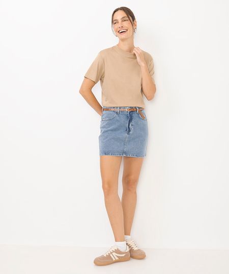 minissaia jeans feminina com cinto azul 38 minissaia jeans feminina com cinto azul 38