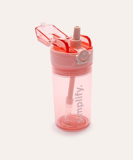 garrafa wolff com canudo porta snack e alça 450ml rosa UNICO