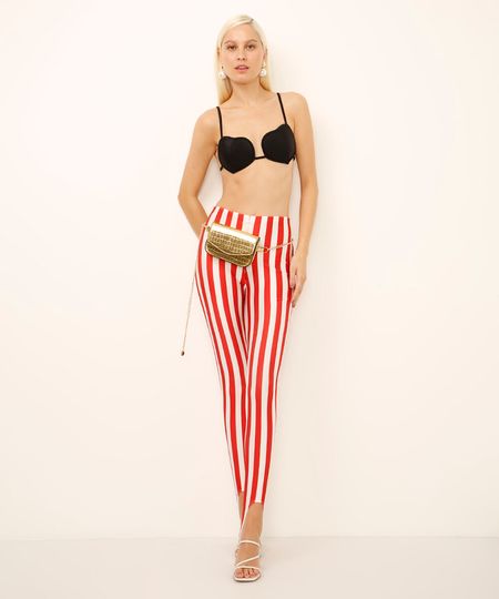 calça legging fusô listrada vermelha P
