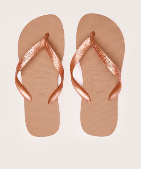 chinelo havaianas top bege 33-34