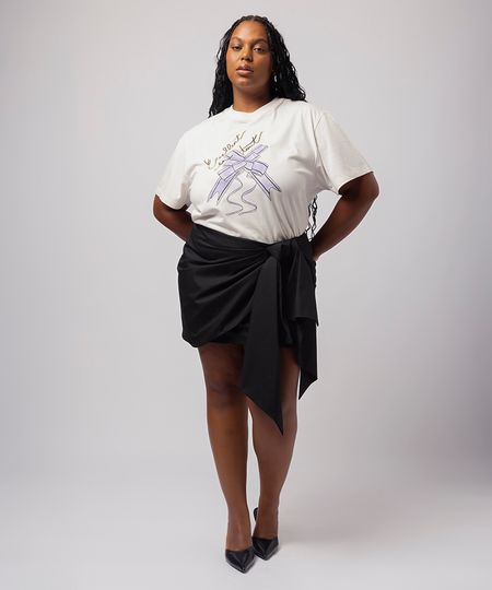 saia curta feminina com laço mindset lo de lui plus size preta 52 saia curta feminina com laço mindset lo de lui plus size preta 52