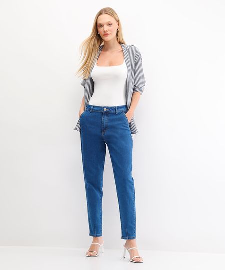 calça mom jeans feminina sawary azul 36
