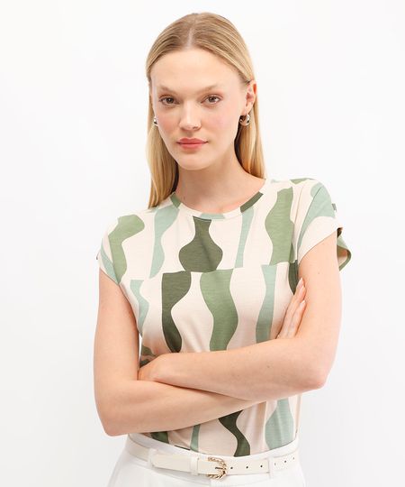 blusa feminina de viscose geométrica verde P
