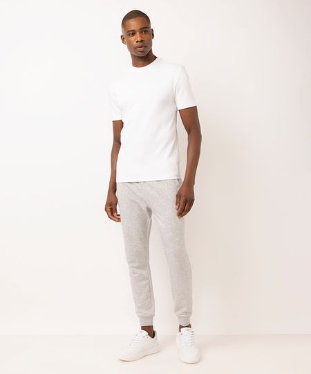 calça jogger masculina de moletom básico cinza G