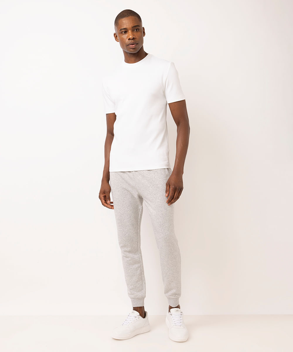 calça jogger masculina de moletom básico cinza