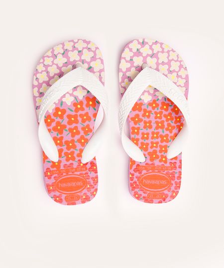 chinelo havaianas infantil floral branco 27-28
