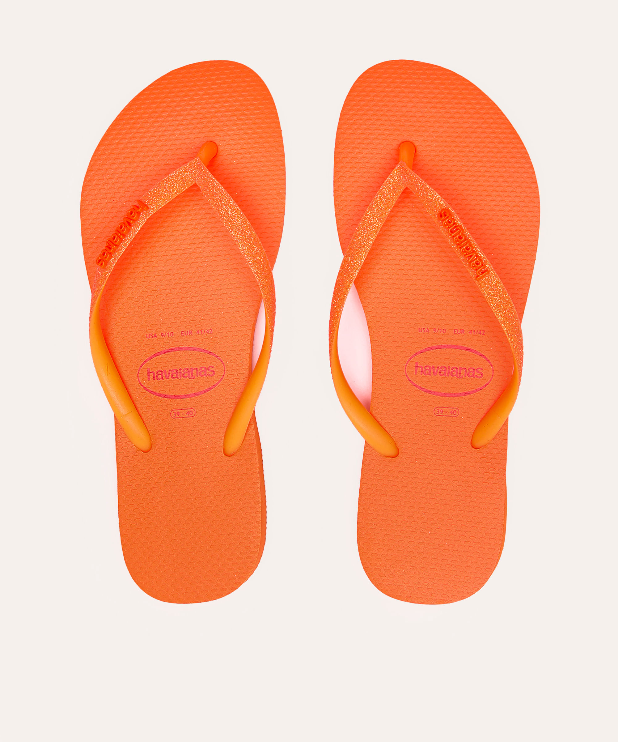 chinelo havaianas feminino slim com glitter laranja