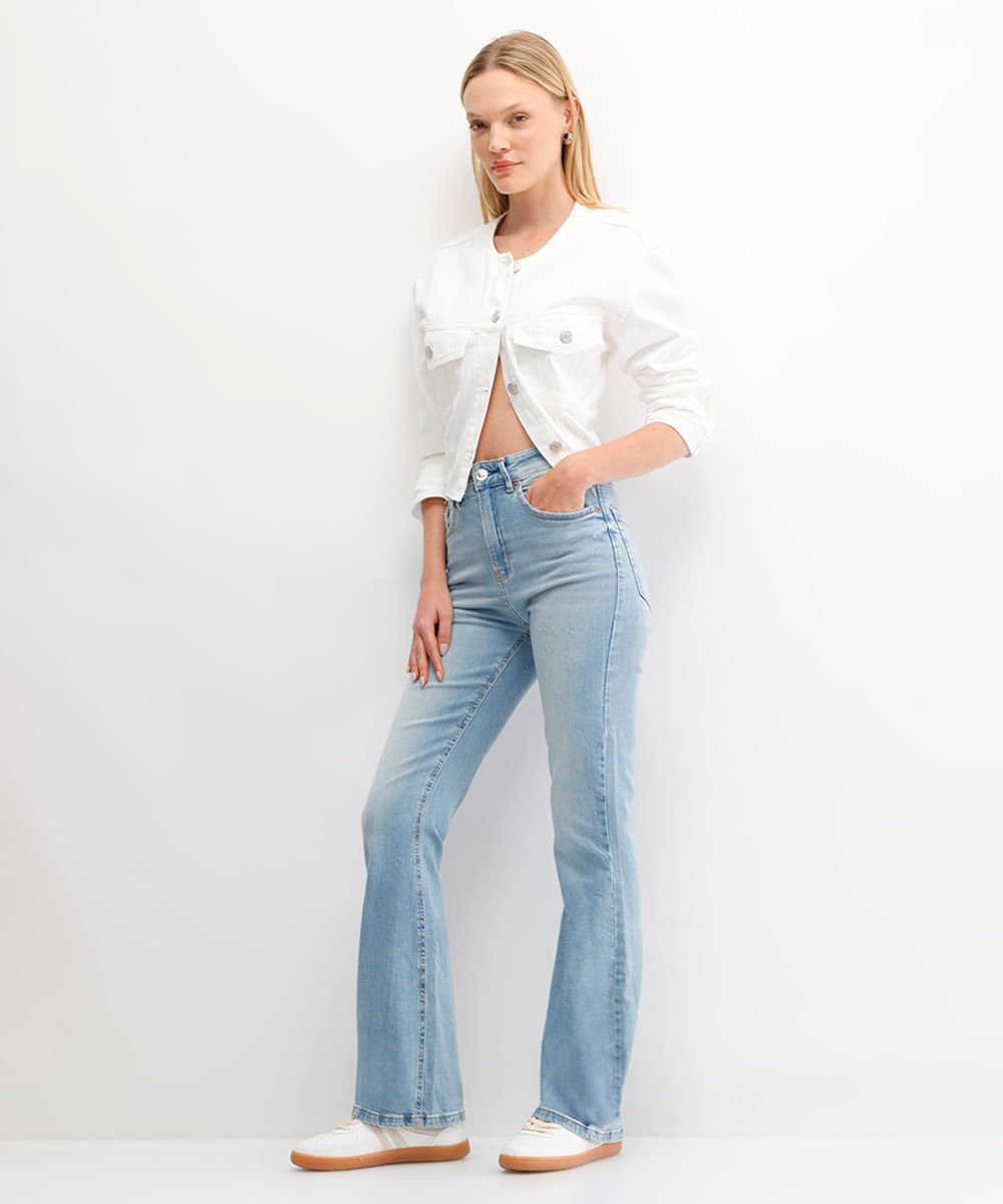 calça boot cut feminina jeans azul