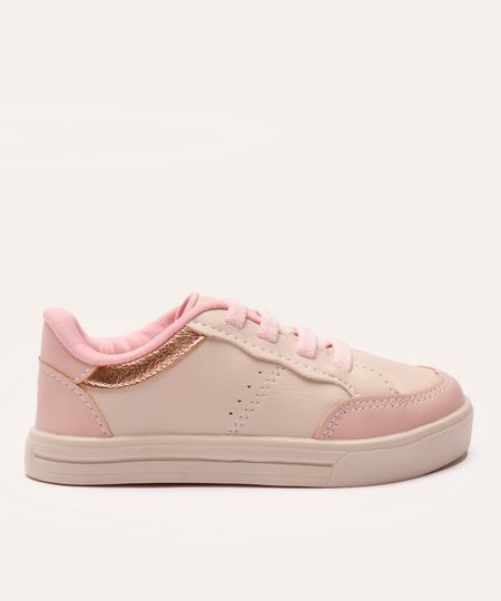 tênis casual infantil com recortes rosa 26