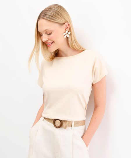 blusa feminina de algodão peruano bege G
