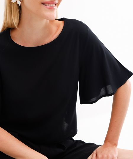 blusa feminina de viscose preta P blusa feminina de viscose preta P