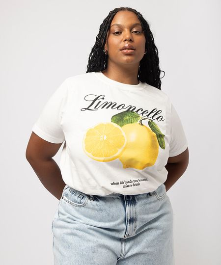 camiseta de algodão limoncello plus size off white GG1