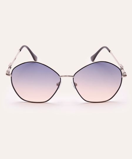 óculos de sol redondo triton prateado UNICO