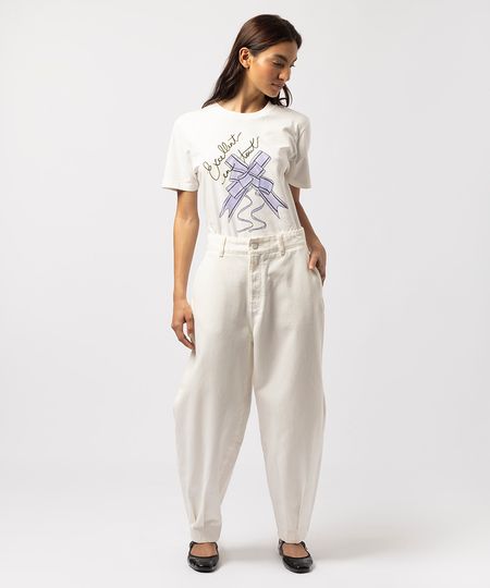 calça barrel feminina de sarja mindset lo de lui off white 34