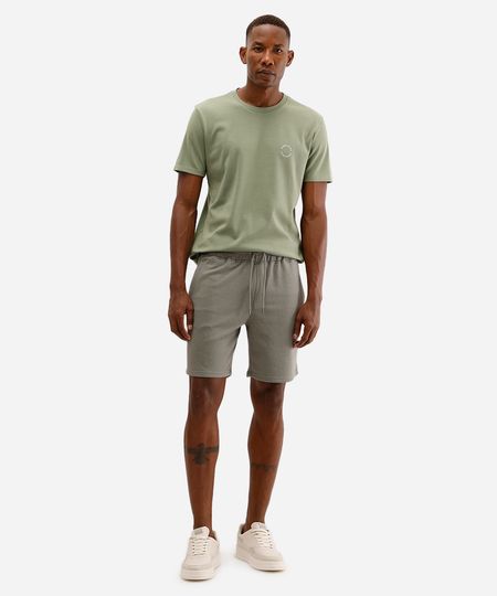 bermuda jogger masculina de moletom básica verde G bermuda jogger masculina de moletom básica verde G
