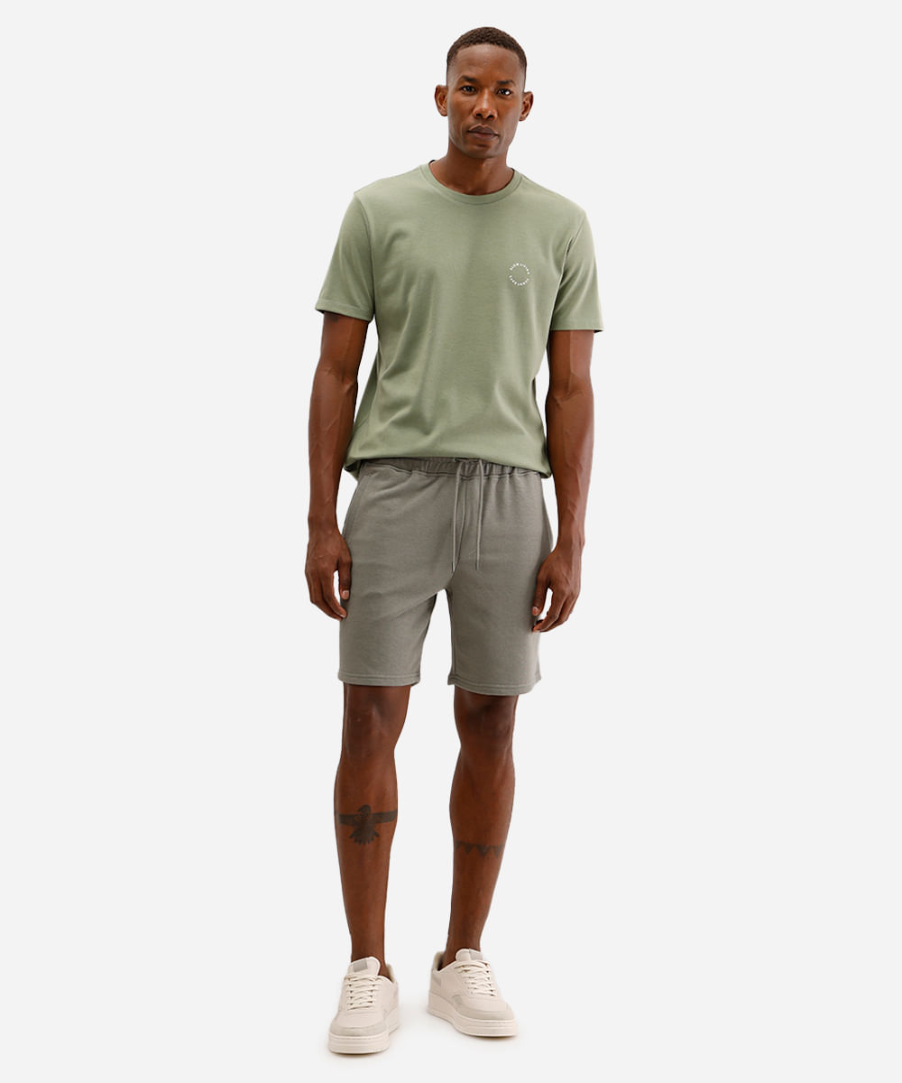 bermuda jogger masculina de moletom básica verde