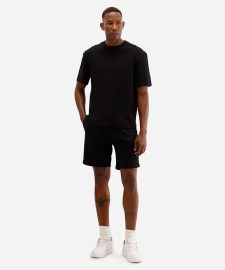 bermuda jogger masculina de moletom básica preta P