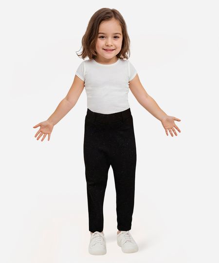 Calça Infantil Legging com Brilho preta 1 Calça Infantil Legging com Brilho preta 1