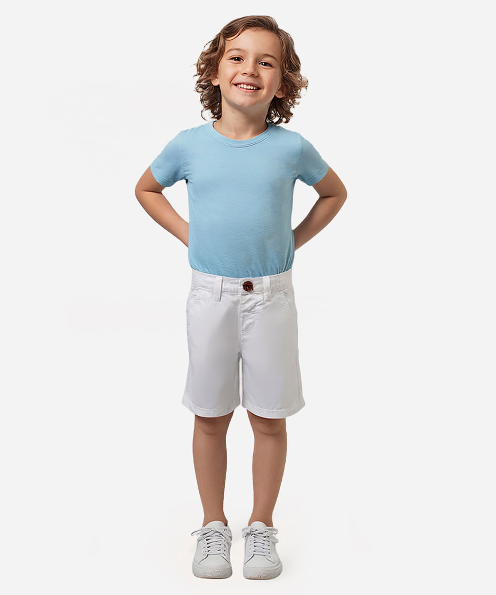 bermuda infantil com linho e bolsos branca