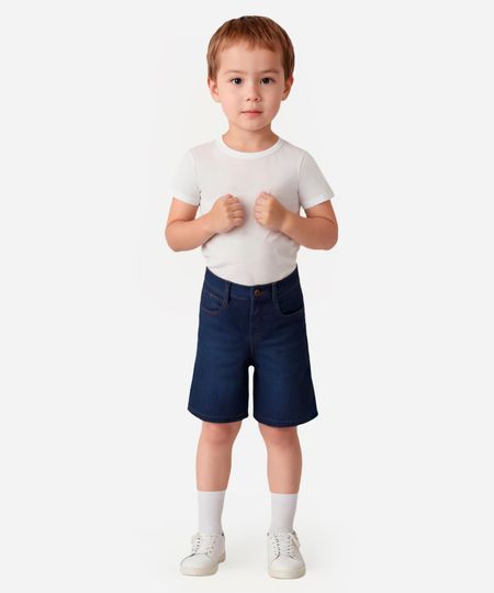 bermuda jeans infantil com bolso azul escuro azul 1 bermuda jeans infantil com bolso azul escuro azul 1