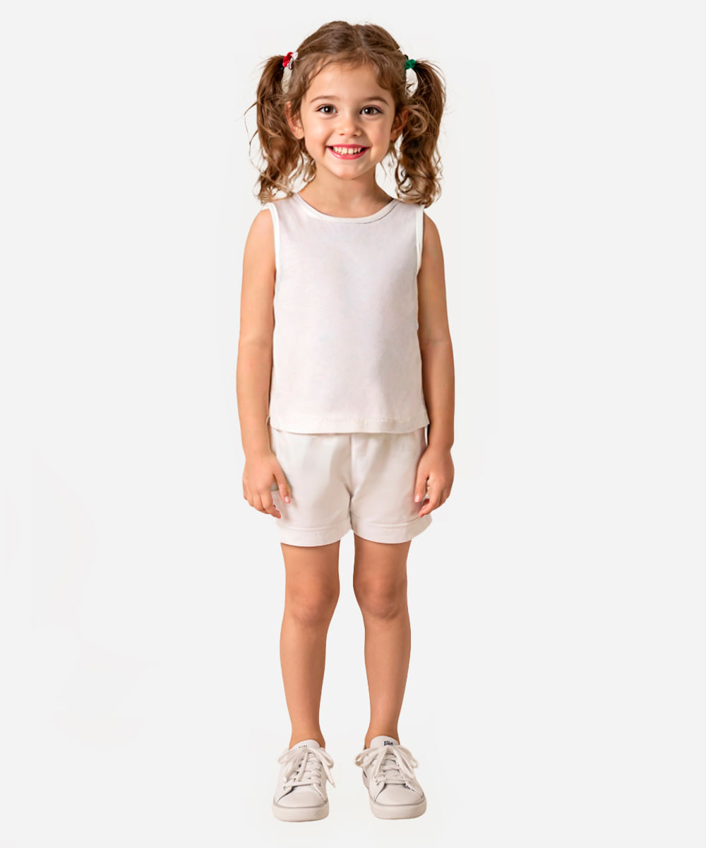 cropped infantil de algodão off white