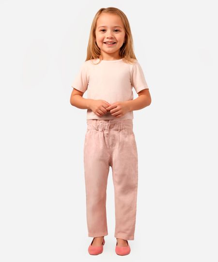 calça clochard de veludo cotelê infantil rosa 1