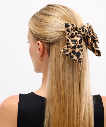 laço de cabelo animal print mindset bege UNICO