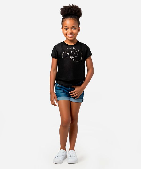 blusa de tule good vibes brilho manga curta preta 4