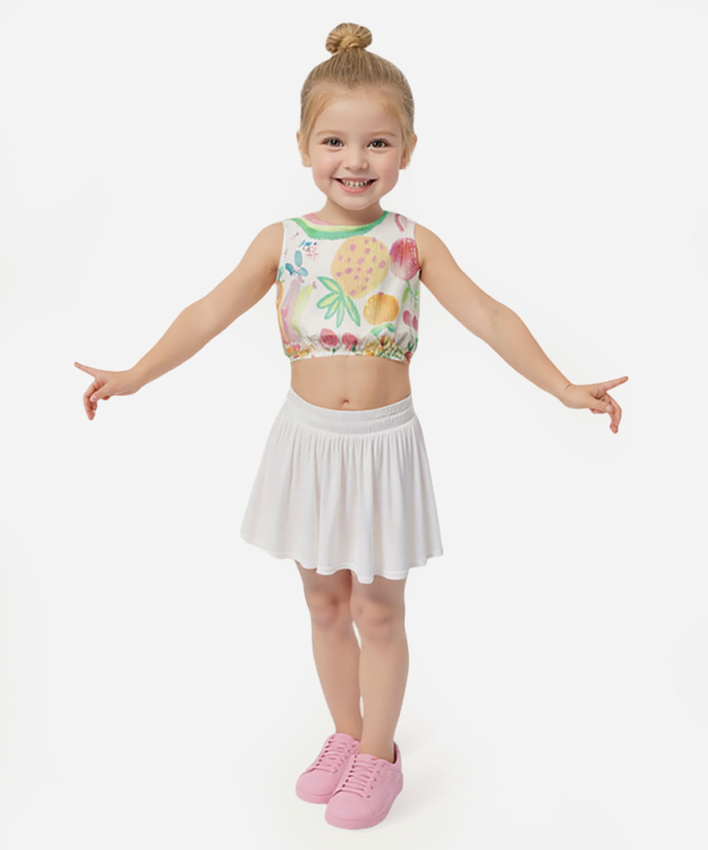 blusa de algodão infantil arco íris off white