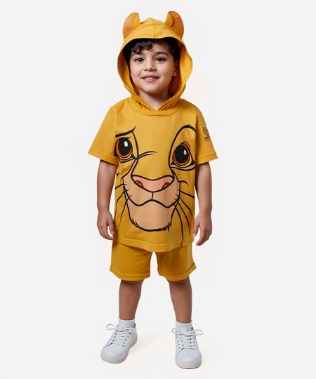 camiseta de algodão infantil simba manga curta amarela 1 camiseta de algodão infantil simba manga curta amarela 1