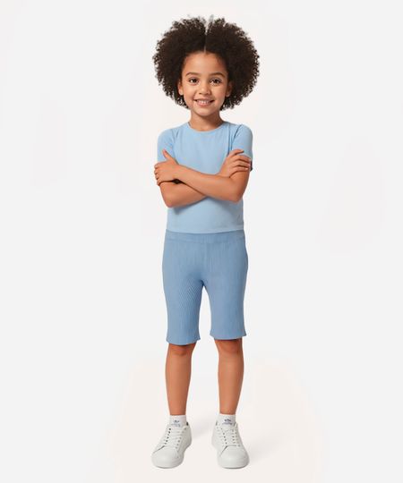 bermuda ciclista infantil canelada azul 4