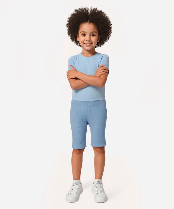 bermuda ciclista infantil canelada azul 6
