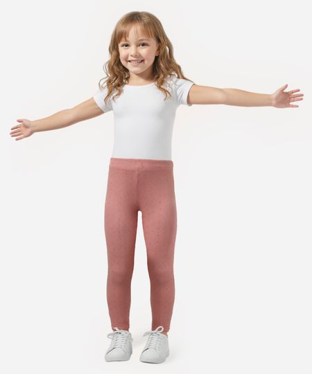 calça legging canelada infantil poá rosa 2