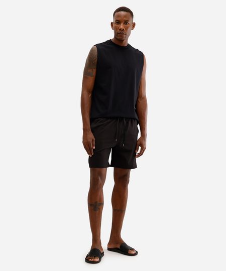 short de praia com bolsos preto M