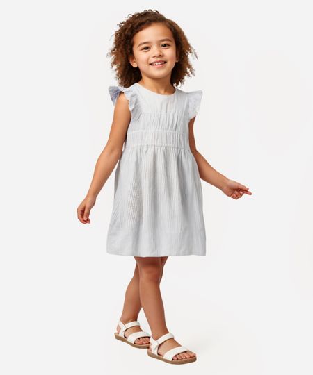 vestido midi infantil listrado azul 8