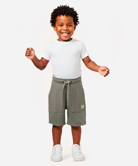 short de moletom infantil com cordão verde 2