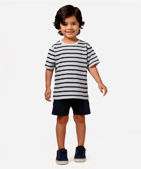 conjunto infantil curto listrado azul 4