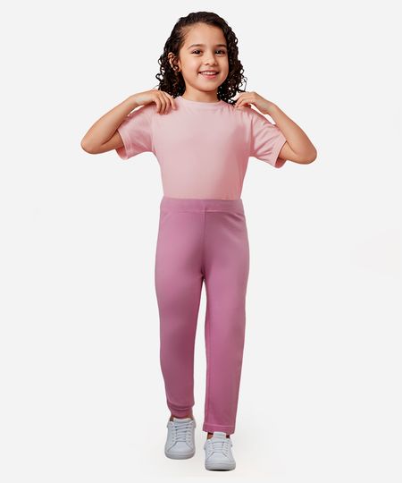 calça legging infantil de algodão rosa 2