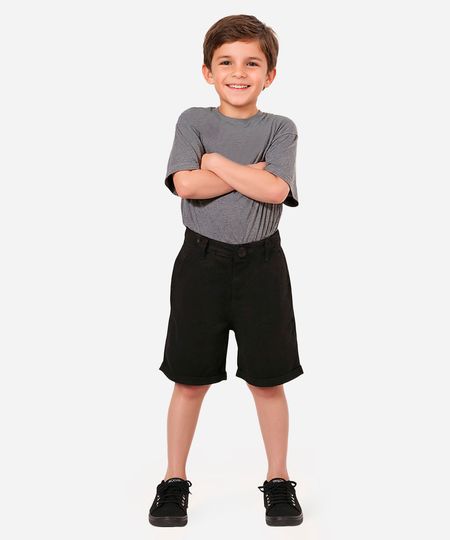 bermuda de sarja infantil com bolsos preta 4