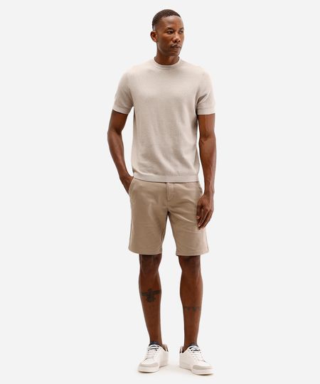 bermuda slim masculina texturizada bege 40