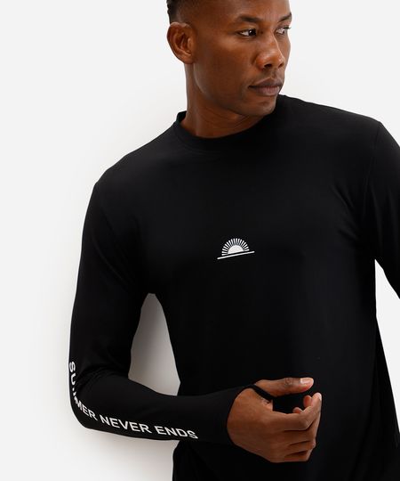 camiseta masculina com proteção uv manga longa preta G