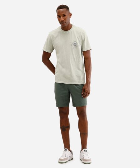 bermuda jogger masculina com linho verde GG bermuda jogger masculina com linho verde GG