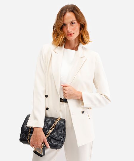 blazer feminino de alfaiataria bege G blazer feminino de alfaiataria bege G