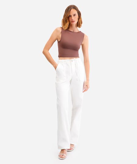 calça reta feminina de sarja sawary off white 36 calça reta feminina de sarja sawary off white 36