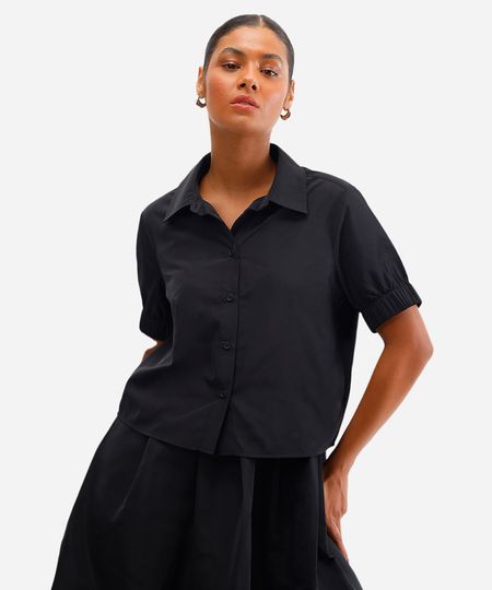 camisa feminina manga bufante preta M