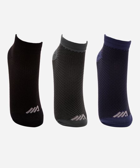 kit de 3 pares de meias respiráveis cano baixo ace colorido 39-43 kit de 3 pares de meias respiráveis cano baixo ace colorido 39-43